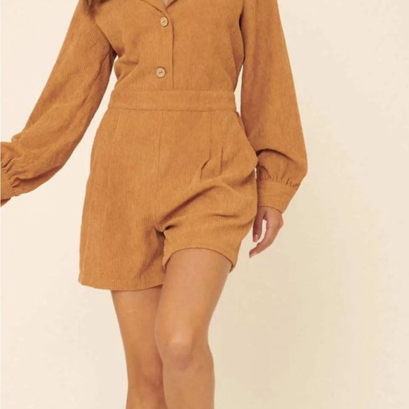 Promesa Corduroy Jumpsuit in Tan - Picture 3 of 16